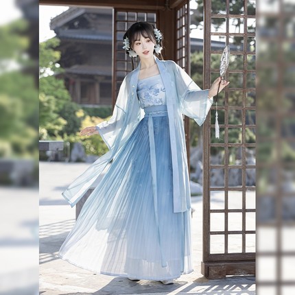 汉韵亭原创汉服女2026新款宋制春夏长干寺百褶裙国风褙子日常显瘦
