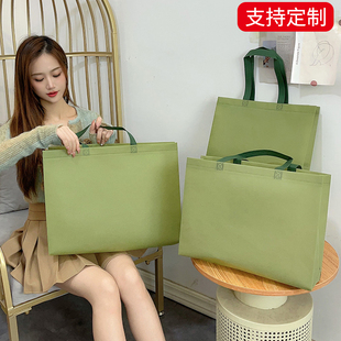 空白莫兰迪无纺布袋可印logo外卖袋手提袋现货印刷广告服装袋定制