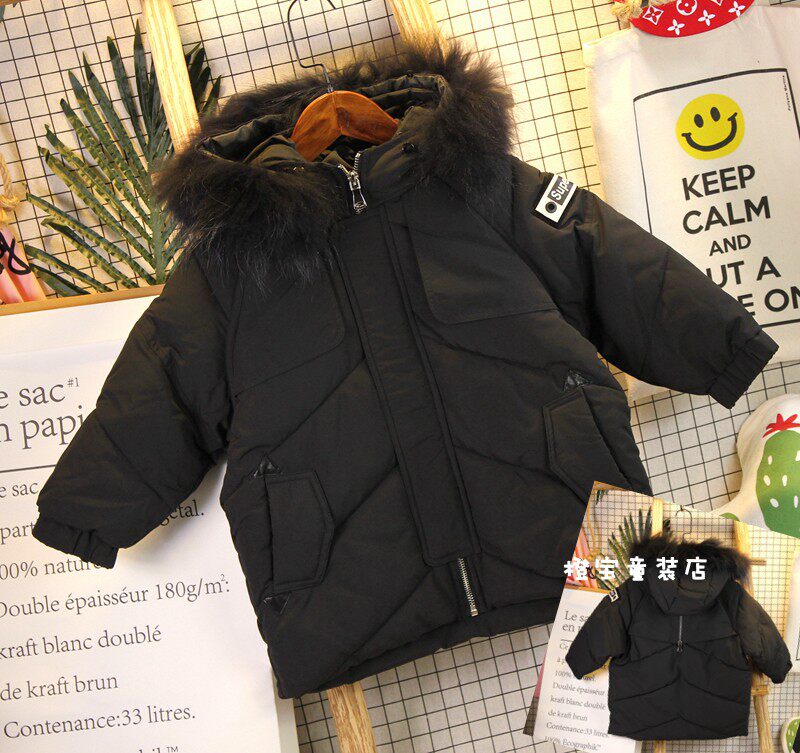 5-12岁新款中大儿童棉袄外套男女童加厚棉衣连帽棉服韩版冬装毛领