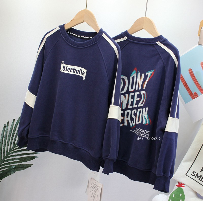 9-19品牌童装新男女童字母长袖卫衣韩休闲圆领上衣中大童打底衫潮