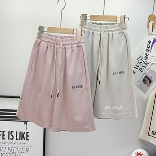 9-19码爱木橦男女童夏休闲薄短裤中大童针织运动五分中卫裤亲子棉