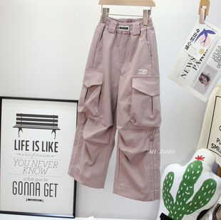 9-19码阳光爱橦秋新女童洋气工装裤中大童韩范宽松休闲裤直筒裤潮