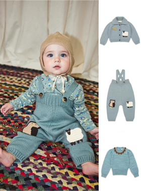 2025mp幼儿园秋冬长款婴幼儿连体衣毛衣动物刺绣宝宝针织背带裤