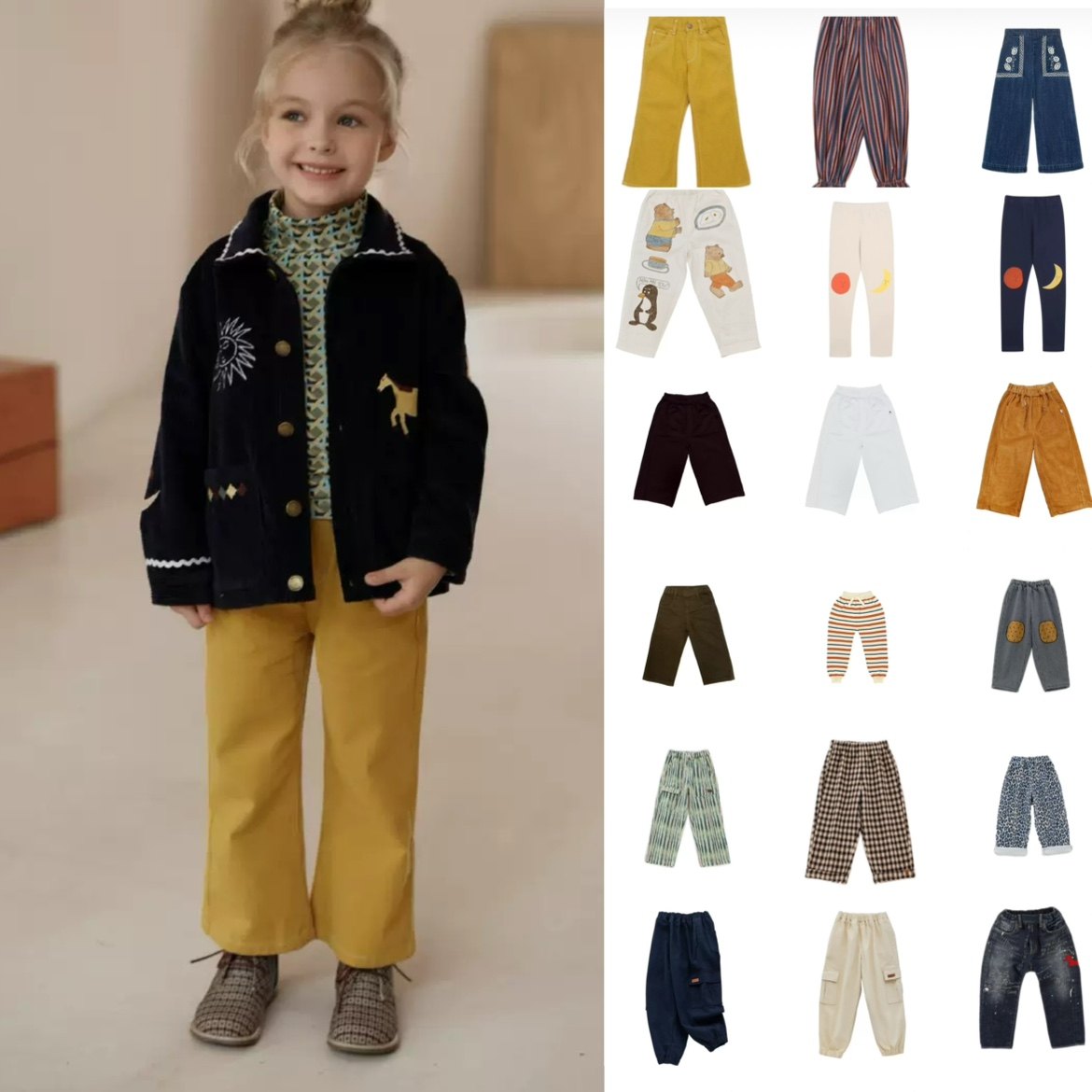 ins爆款2025秋冬条纹女童长裤休闲儿童裤子灯芯绒牛仔裤打底裤