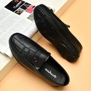 豆豆鞋子男款潮流帅气社会小伙夏季皮鞋男透气休闲精神网红开车鞋
