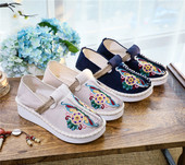 汉服国潮女鞋 棉麻透气松糕底软底中国风中式 古装 新款 古镇旅游布鞋