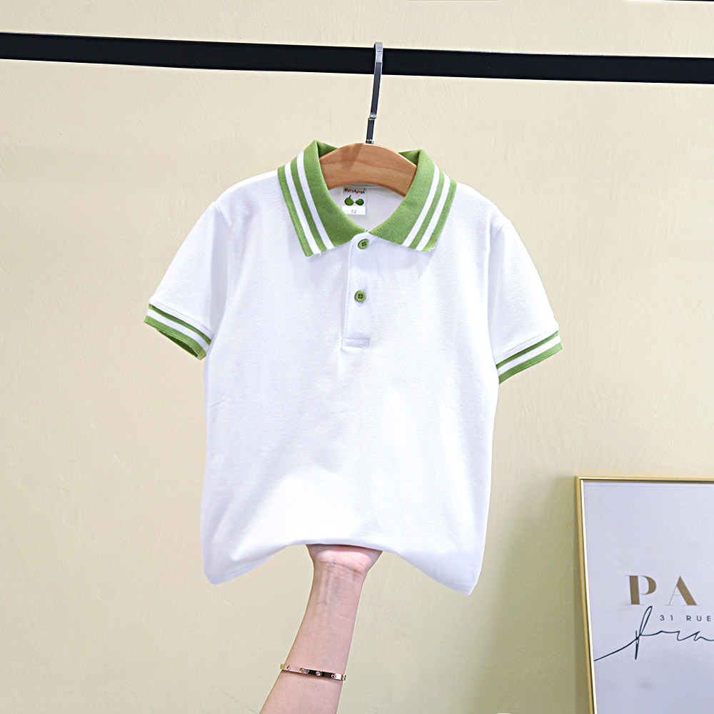 儿童夏季短袖T恤男童班服女童纯棉白色上衣小学生运动校服透气潮