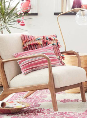 北欧原木会客休闲椅家用客厅懒人创意个性卧室日式实木沙发椅单人