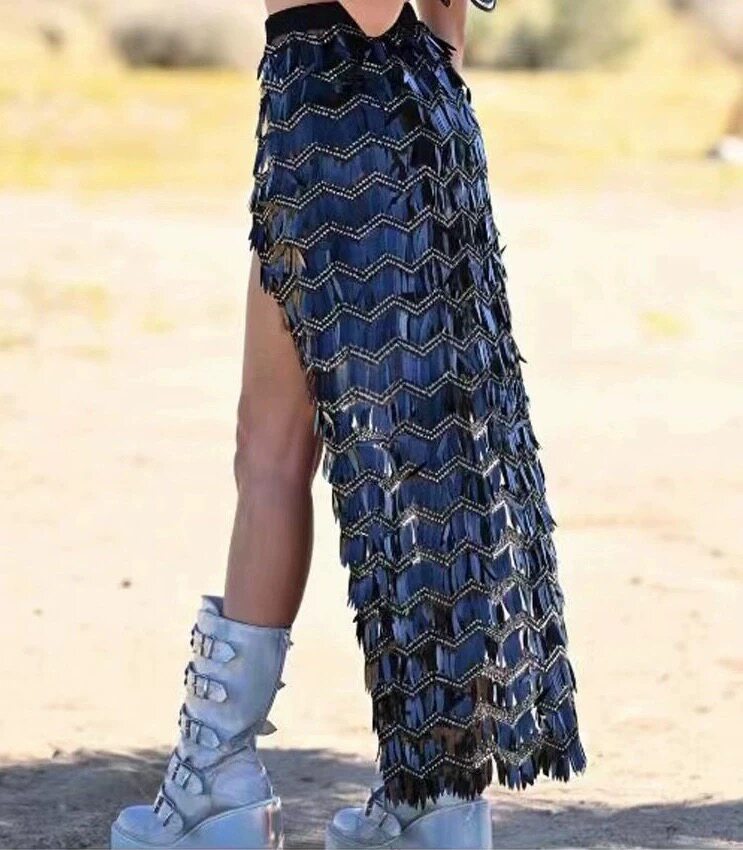 Dress高端定制天蓝色珠绣性感透视长裙年会晚宴聚会选秀红毯礼服