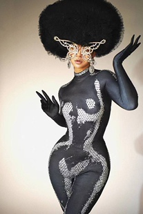 金银油漆女歌手杂技钢管gogo黑色满钻假露肉弹力长连体舞台演出服