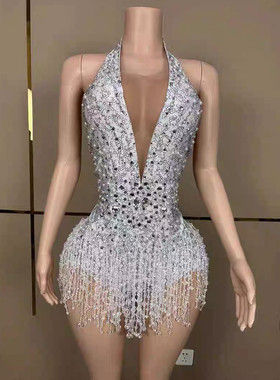NFS夜店酒吧满钻深V网纱拉丁舞Taylor Swift Dress明星同款演出服