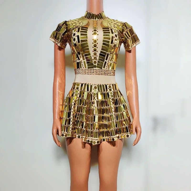 抖音直播个性亮片演出服夜店酒吧满钻修身连衣裙歌手模特走秀宴会