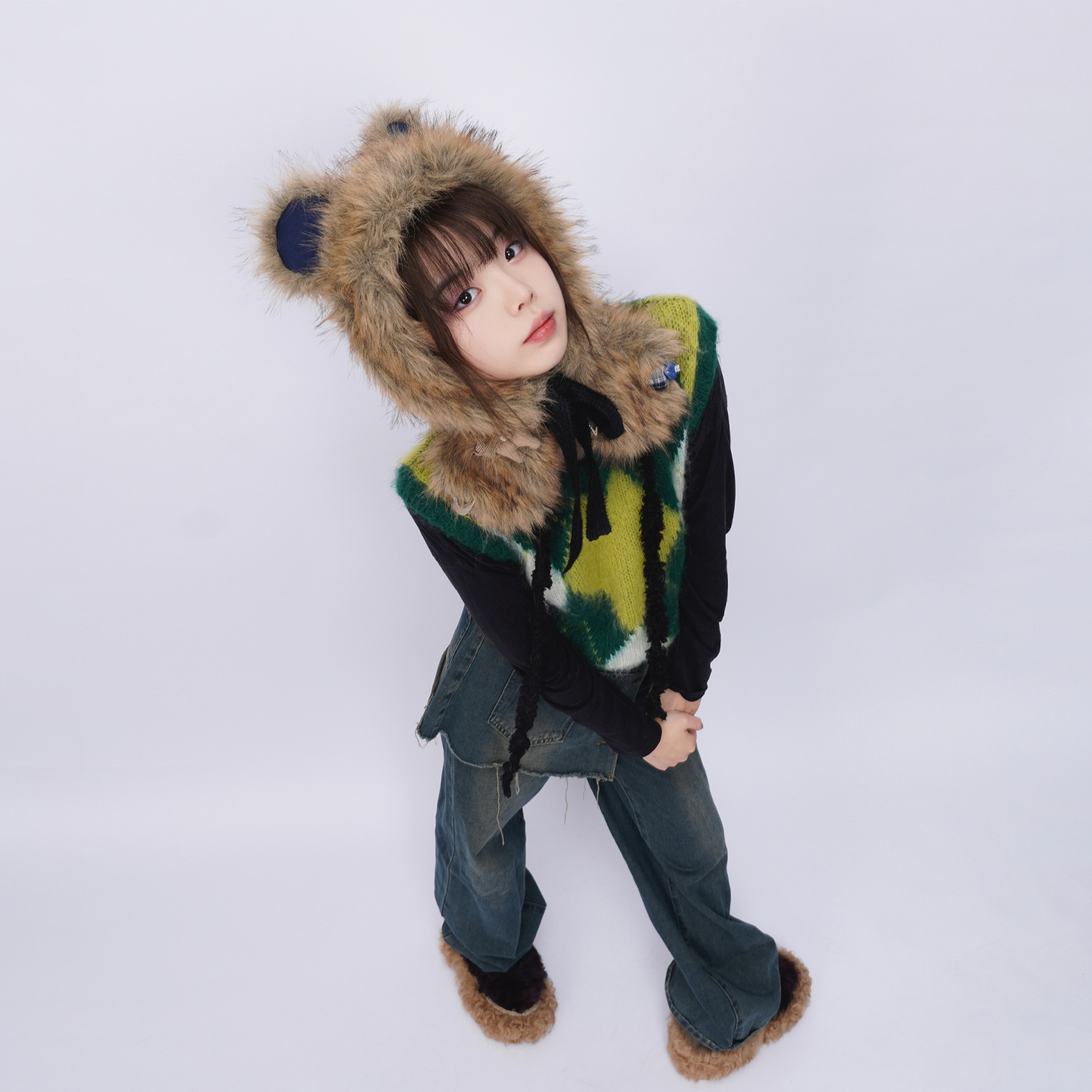 rebirth野生设定2025原创秋冬毛绒纯色百搭保暖耳罩可爱防寒帽子