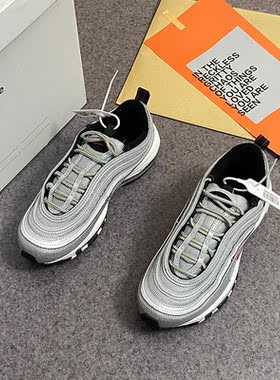 Nike/耐克Air Max 97灰色红色女子休闲运动气垫跑步鞋DQ9131-002