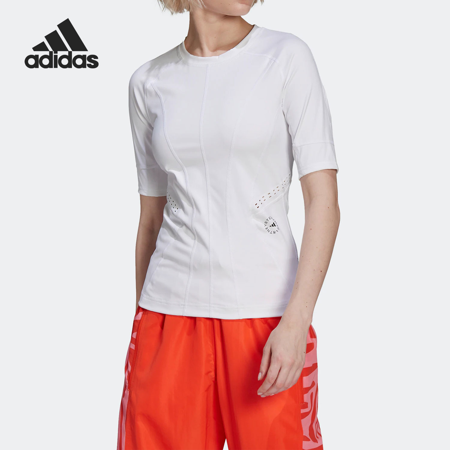 Adidas/阿迪达斯正品stella女子圆领运动休闲显瘦短袖T恤HF4218