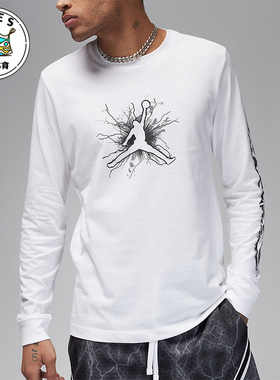 Nike/耐克正品JORDAN男士印花休闲圆领针织长袖T恤FN5973-100