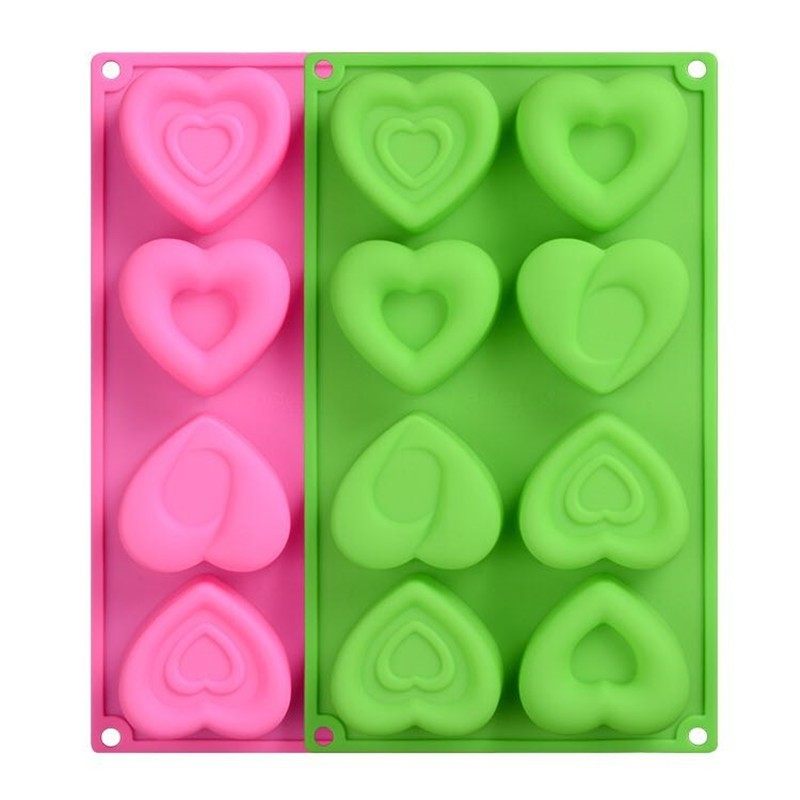 8连不同心形食品级硅胶蒸蛋糕米糕甜品布丁马蹄糕点烘培石膏模具,厨房/烹饪用具,烘焙模具,淘宝优惠券,粉丝福利购,淘宝优惠卷