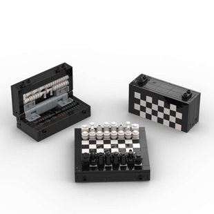 中国五子飞行国际象棋积木moc迷你棋盘益智拼装小学生大班外国