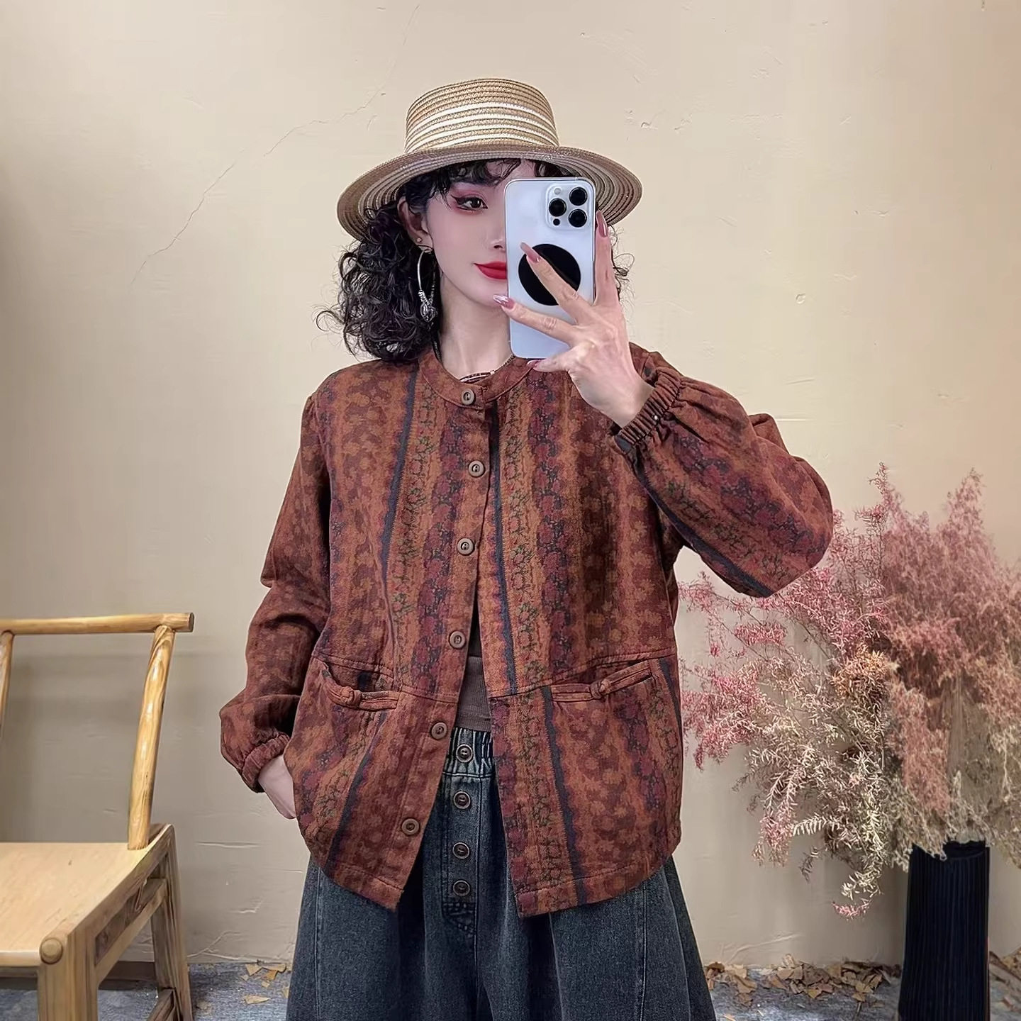 TP春装新品文艺风印花上