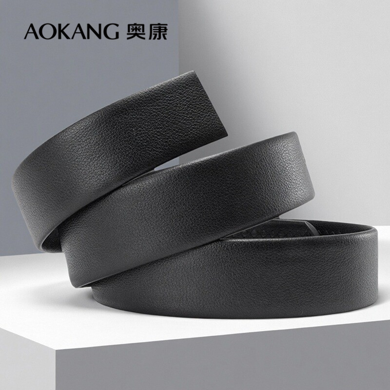 奥康头层牛皮无头皮带