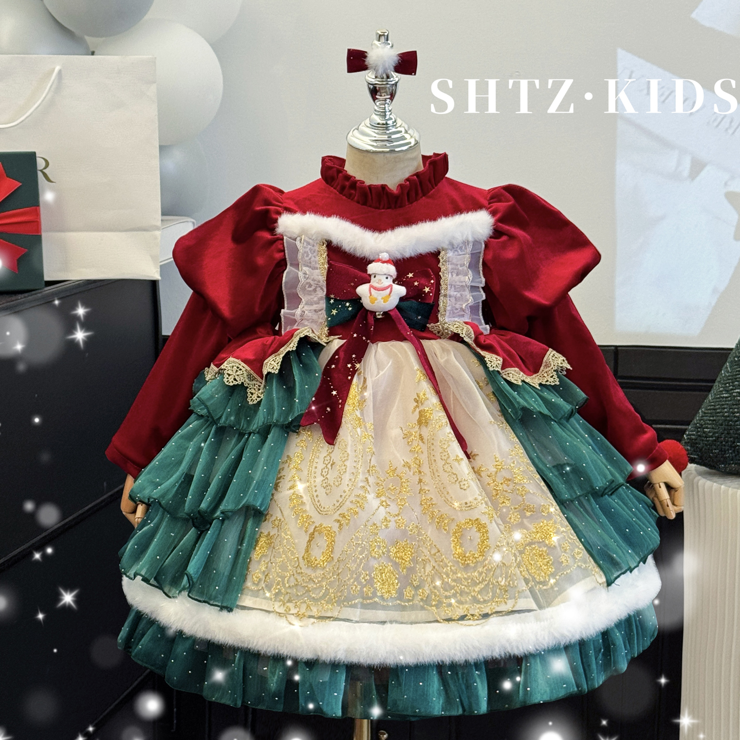 女童秋冬季圣诞节可爱洋气公主裙