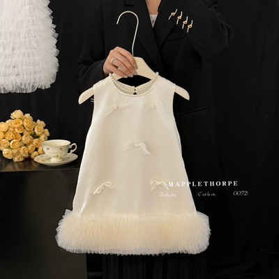 女童连衣裙高端轻奢蝴蝶结背心裙