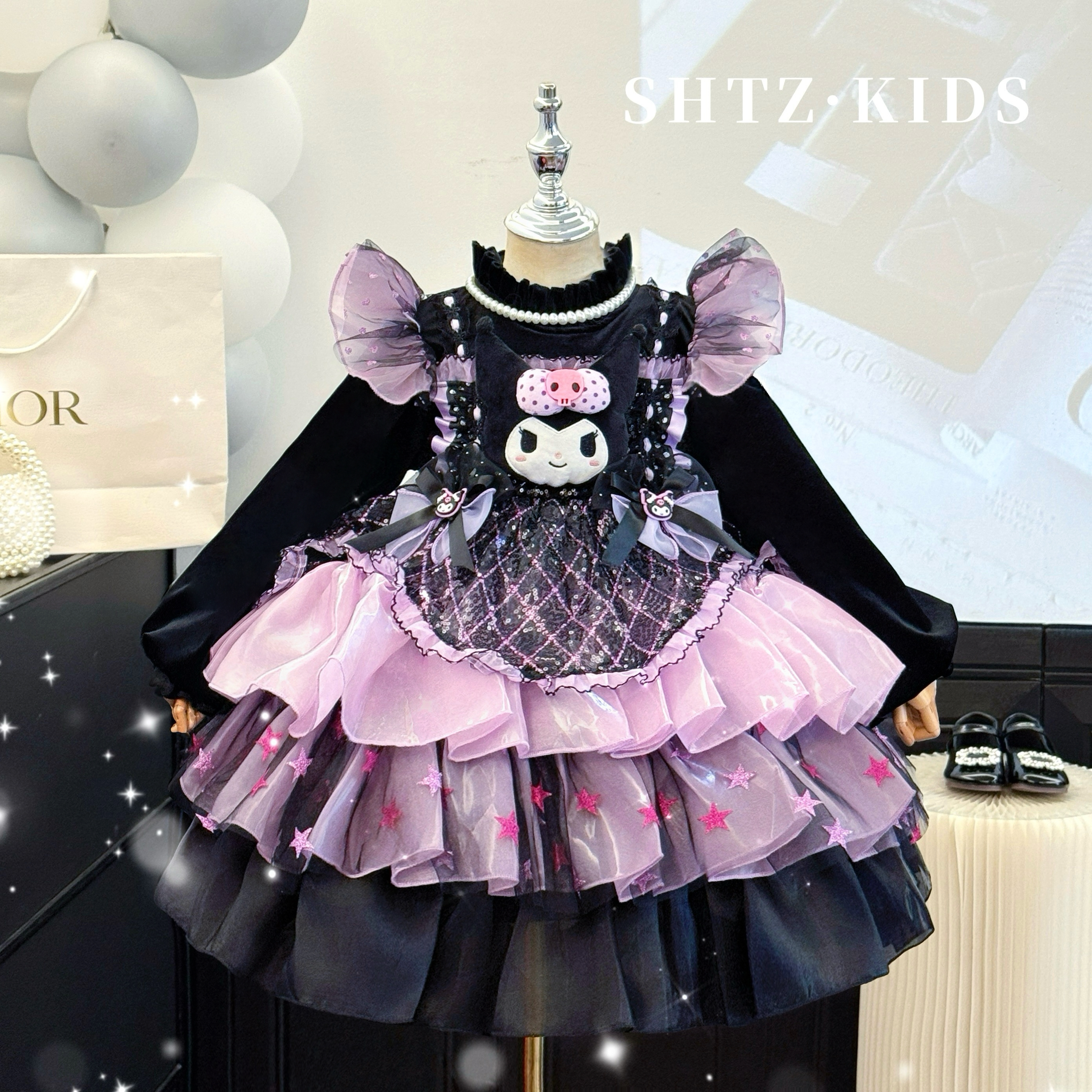 女童秋冬季洋气可爱库洛米连衣裙