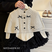 儿童毛衣披肩斗篷宝宝洋气半身裙蓬蓬裙 春秋季 法式 女童tutu裙套装