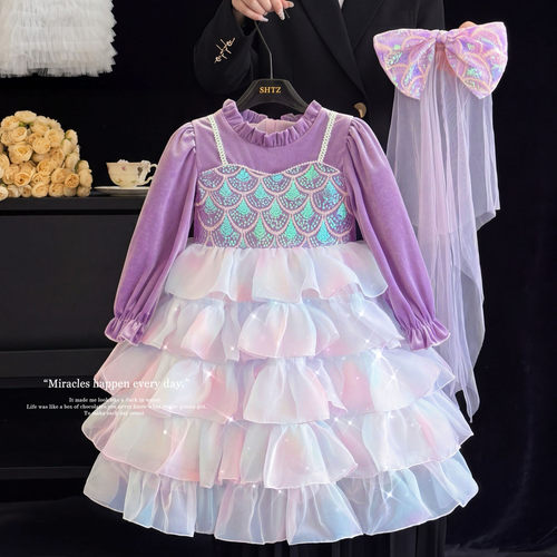 女童美人鱼公主裙生日礼服裙子
