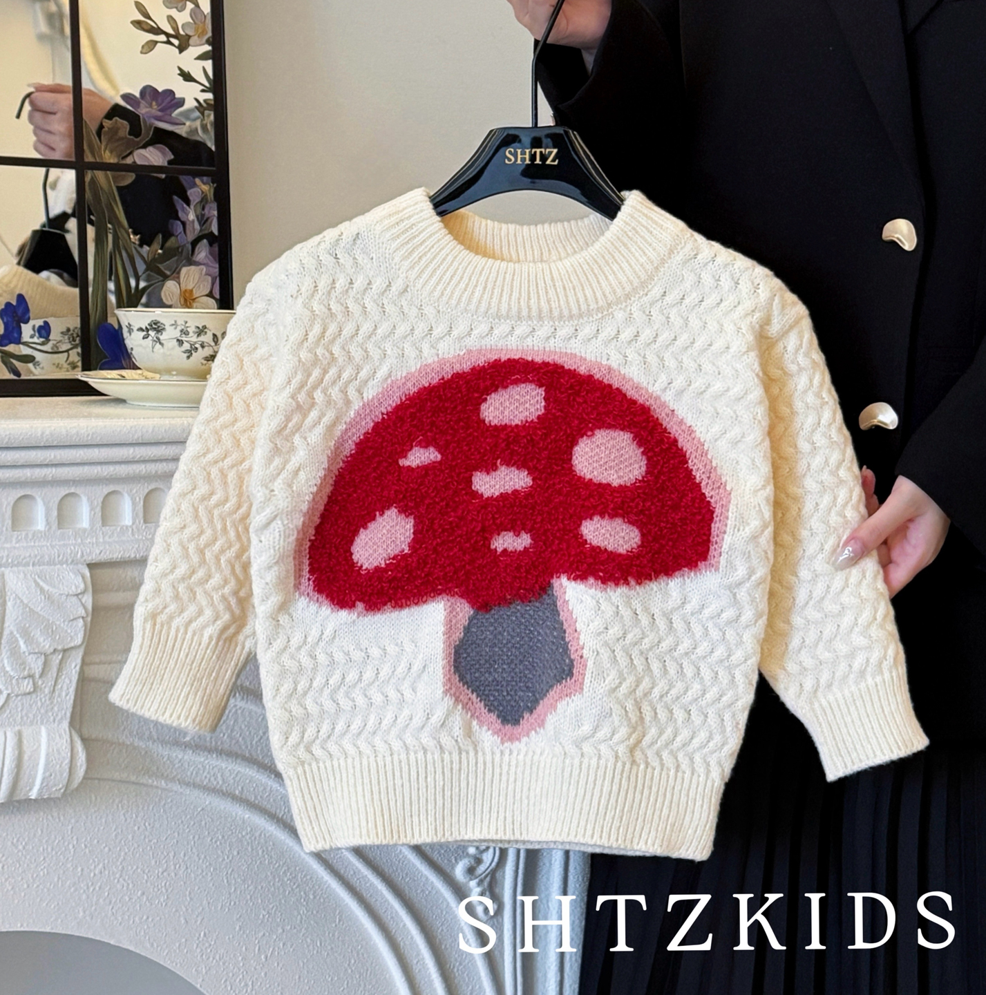 女童春秋季时尚洋气蘑菇毛衣