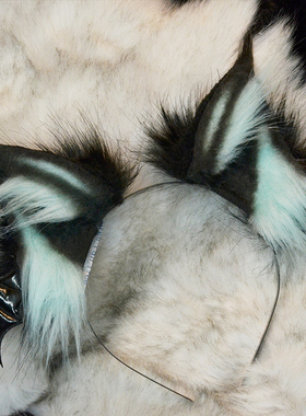 三尾树原创兽耳cos耳朵万圣节紫色黄色发箍夹子Lolita头饰kc南瓜