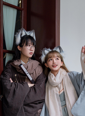 三尾树喵仙生合作款原创兽耳发夹头饰kc黑红色帅气