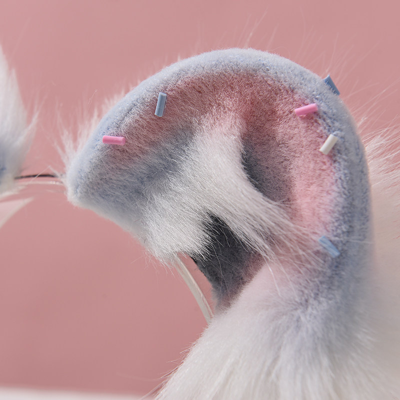 三尾树lolita原创兽耳手作头饰kc熊耳发箍可爱粉蓝冰淇淋配色