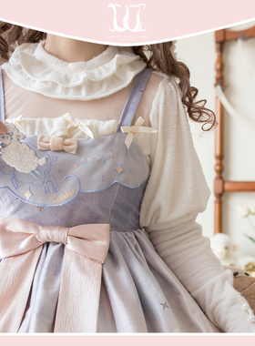 三尾树秋冬小安妮毛绒内搭毛衣针织保暖蝴蝶结蕾丝拼接羊腿袖