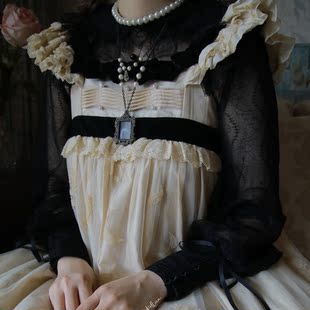 三尾树Lolita原创lo娘女生薄款中长款洛丽塔镂空礼服舞台演出内搭