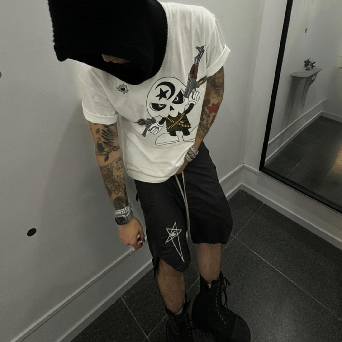 thomeboydontkill偷米同款骷髅射手嘻哈说唱街头朋克休闲ins T恤