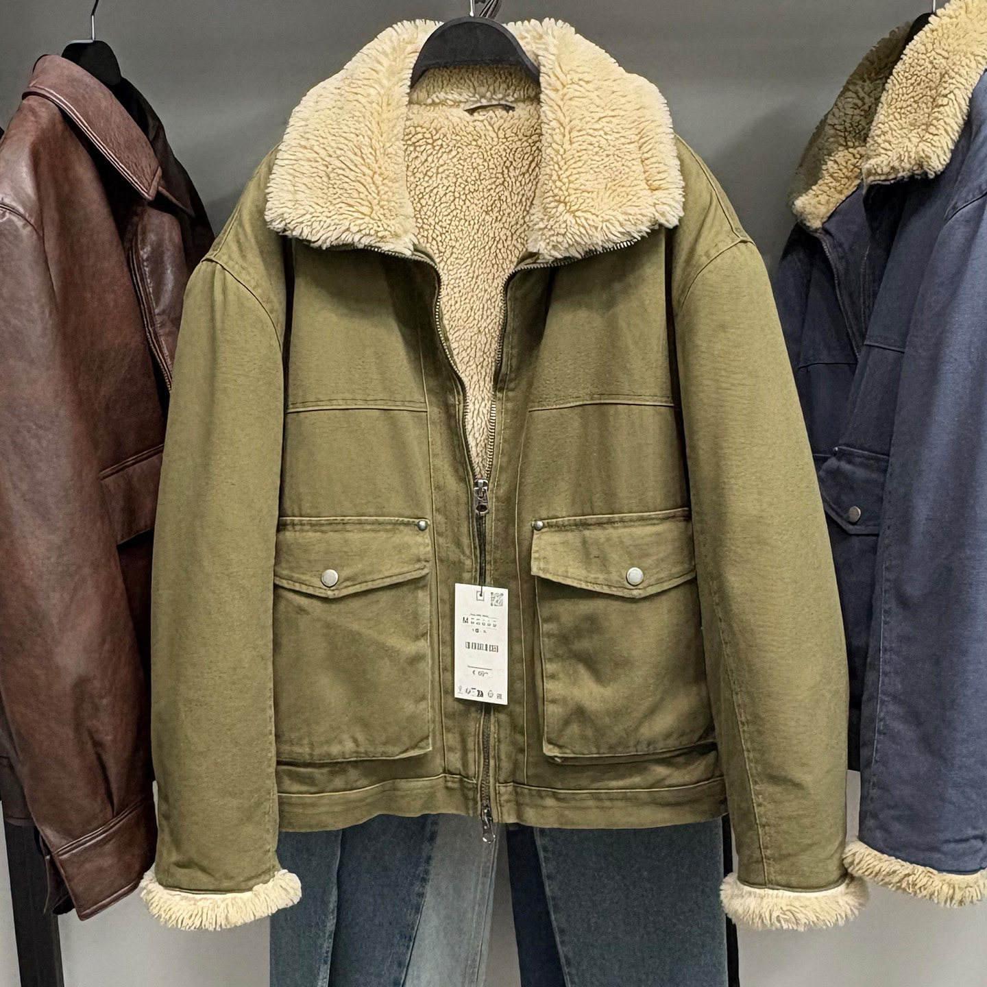 2025冬季新品男装仿羊羔绒加绒加厚宽松水洗双面棉服休闲夹克外套