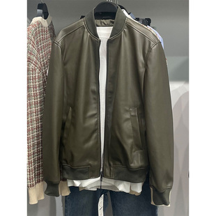 24年春季新款男装仿皮飞行员夹克 男士简约PU皮仿皮外套3918420