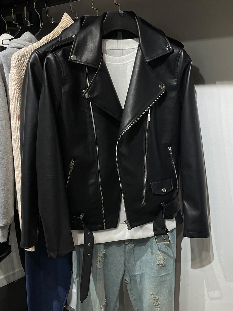 男装皮夹克翻领春季外套
