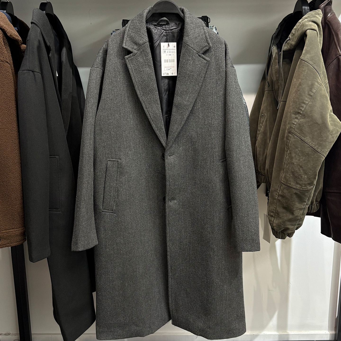 柜799！ZA秋冬中长款大衣男装