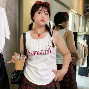 女装 YUZI鱼子上衣U型吊带背心大码 微胖mm妹显瘦遮肉200斤气质百搭