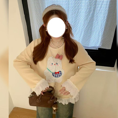 220斤大码宽松圆领加绒卫衣女装秋冬新款微胖可爱刺绣卡其色上衣