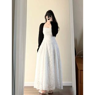 张大人春季流行大码女装微胖mm显瘦正式场合端庄连衣裙白色吊带裙
