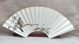 国画 画花鸟手绘扇面定制苏工超薄皮纸扇面七寸八寸九寸九五寸789