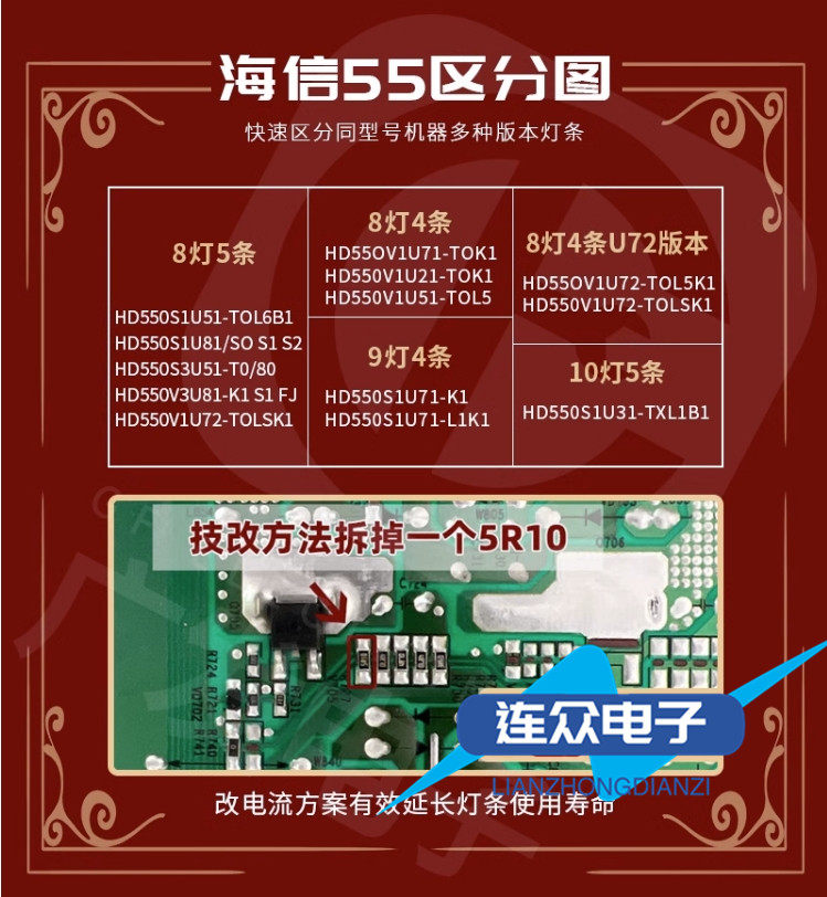 适用原装海信hz55a55 hz55a51 hz55a57 h55e3a液晶电视机背光灯条