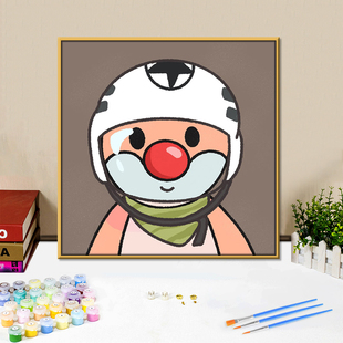 摩尔庄园摩乐乐数字油画diy填色画卡通动漫简单涂色涂鸦手工定制