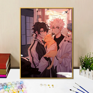 时光代理人数字油画diy填色画手工定制卡通动漫简约手绘涂色涂鸦