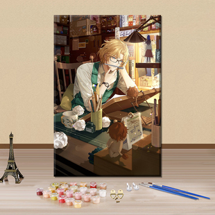 时空中的绘旅人路辰数字油画diy填色画简单涂色丙烯画房间油彩画