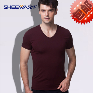 兄华内衣男士短袖t恤莫代尔背心全棉汗衫V领打底衫纯棉半袖内衣夏