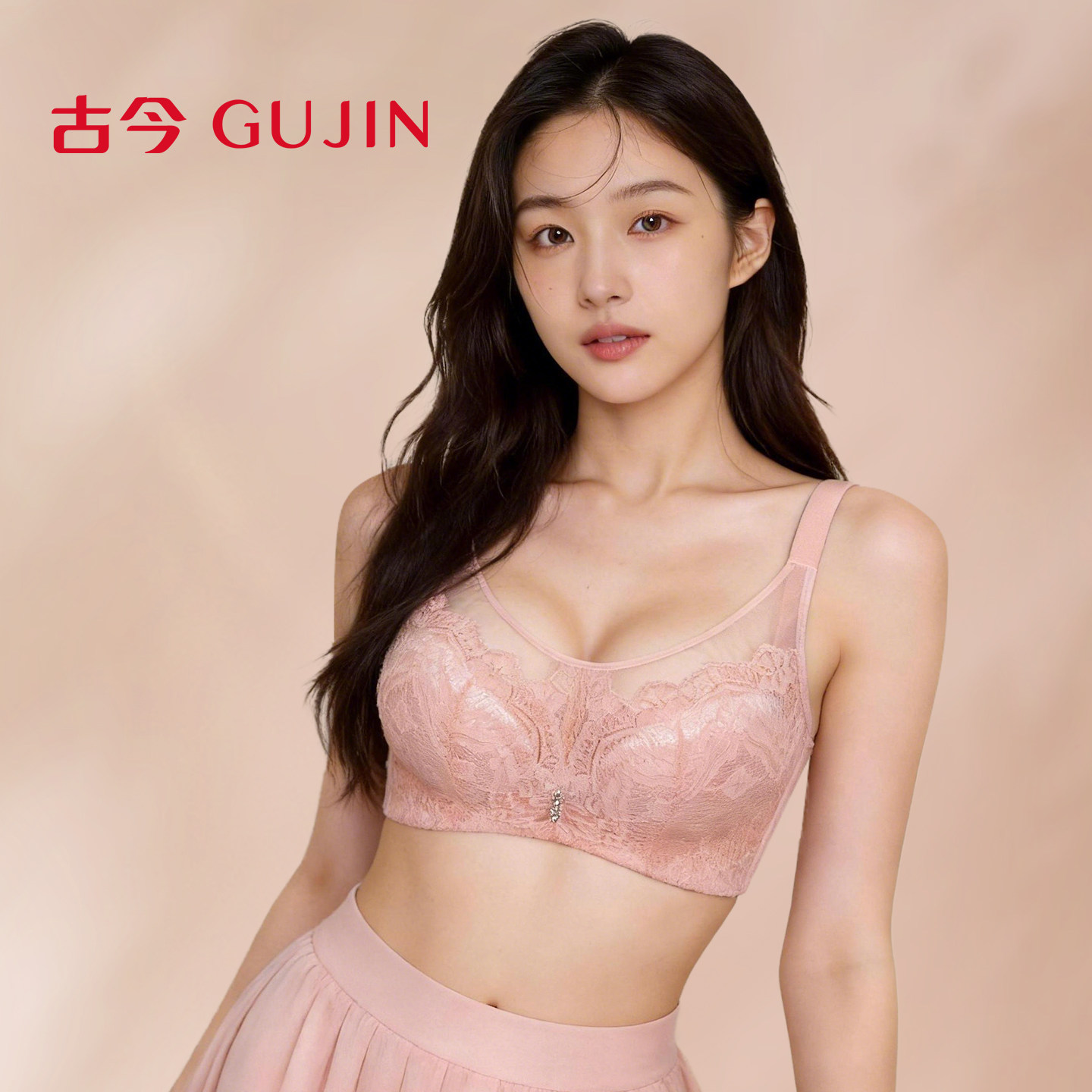 古今内衣女蕾丝抹胸式防走光舒适无钢圈文胸罩内衣